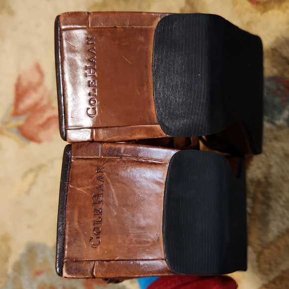 COLE HAAN geometric wedge sandal, Brown leather, size 8.5 - Picture 4 of 7